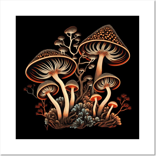 Cottagecore Psychedelic Magic Mushrooms Wall Art by Apocatnipse Meow